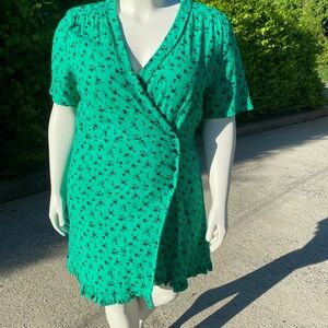 ASOS Floral Green Wrap Dress